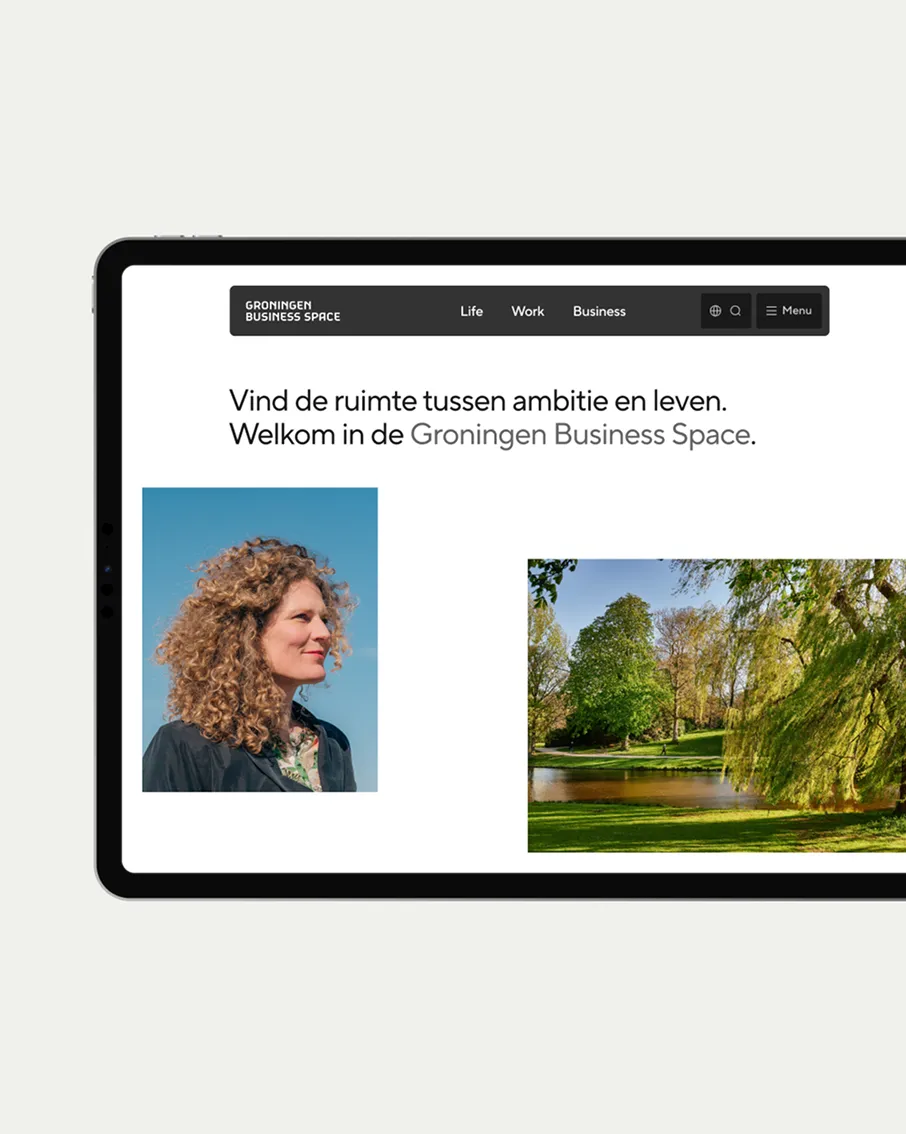 Groningen Business Space website on a tablet